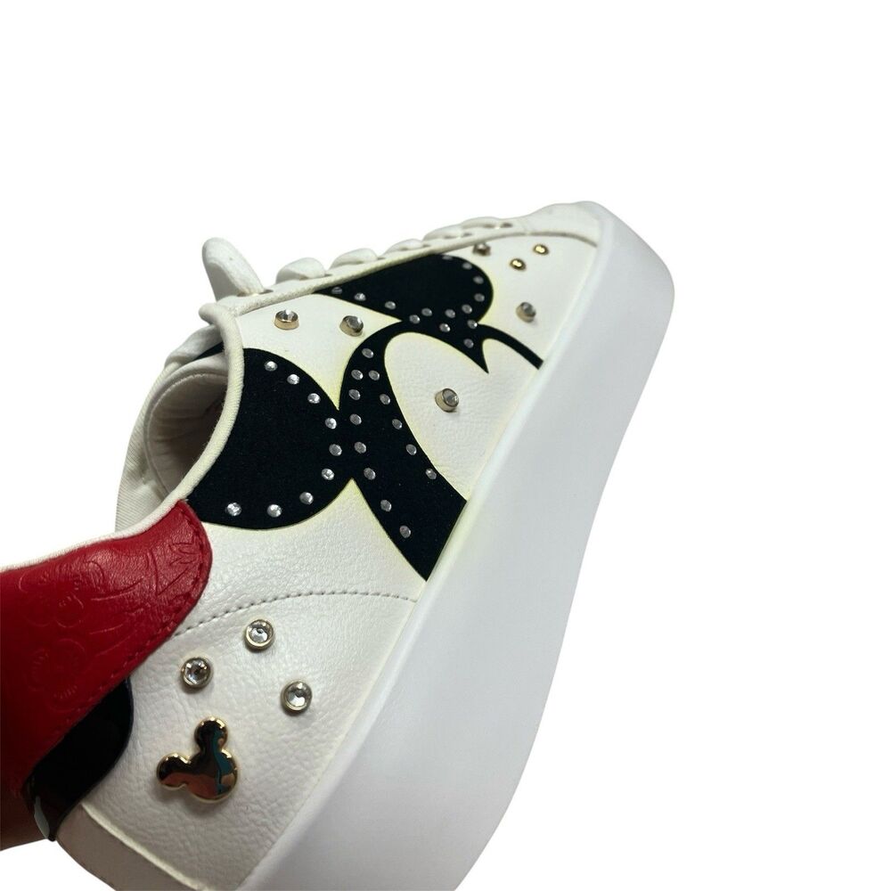Aldo x Disney Platform Sneakers Womens 11 White Mickey Mouse Rhinestone - Picture 3 of 15